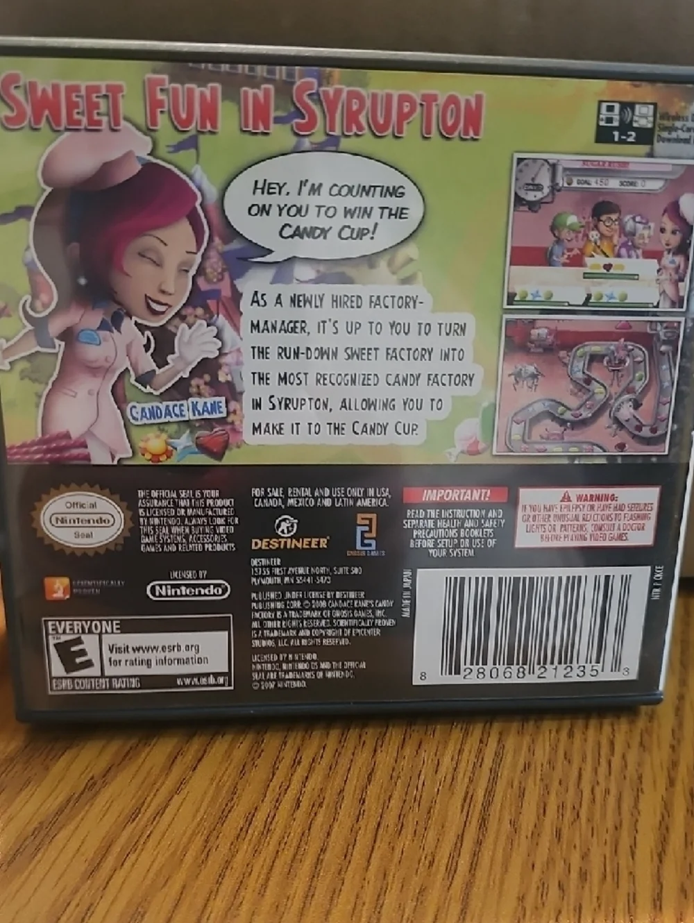 Nintendo DS Candy Factory – Green & Pink Cover Artwork Book Included